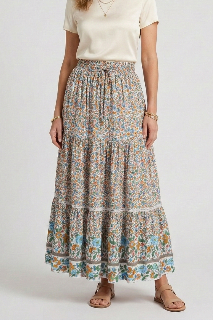 Florabelle Skirt — Floral Tiered Maxi Skirt