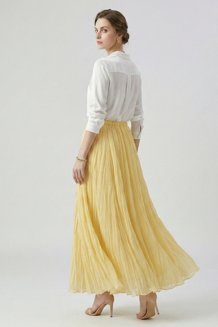 Isolde — Draped Pleated Maxi Skirt