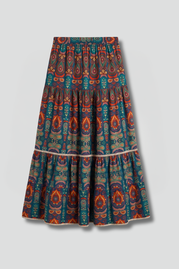 Elspeth — Tiered Printed Maxi Skirt