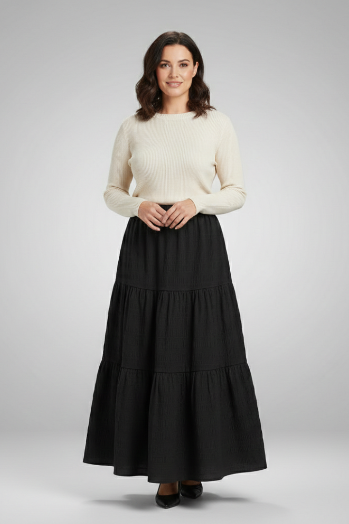 Cordelia Skirt — Tiered A-Line Maxi Skirt