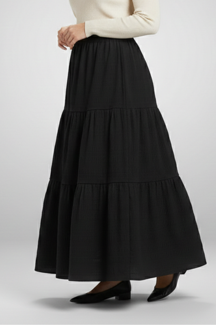 Cordelia Skirt — Tiered A-Line Maxi Skirt
