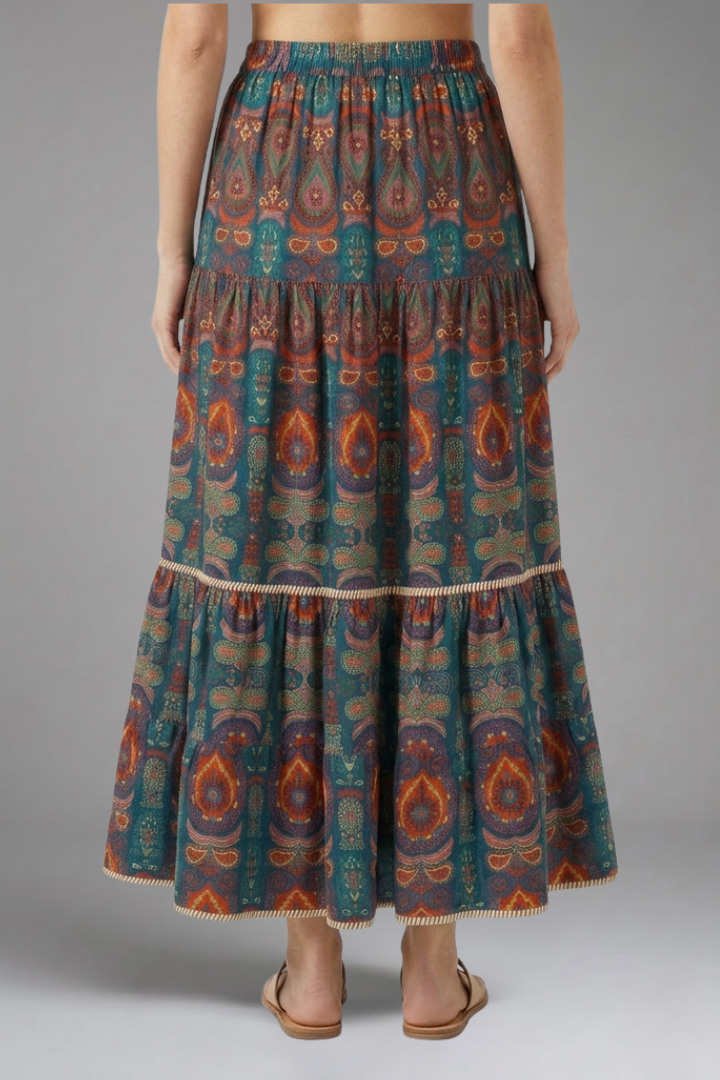 Elspeth — Tiered Printed Maxi Skirt