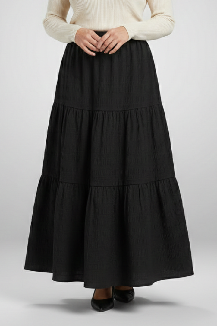 Cordelia Skirt — Tiered A-Line Maxi Skirt