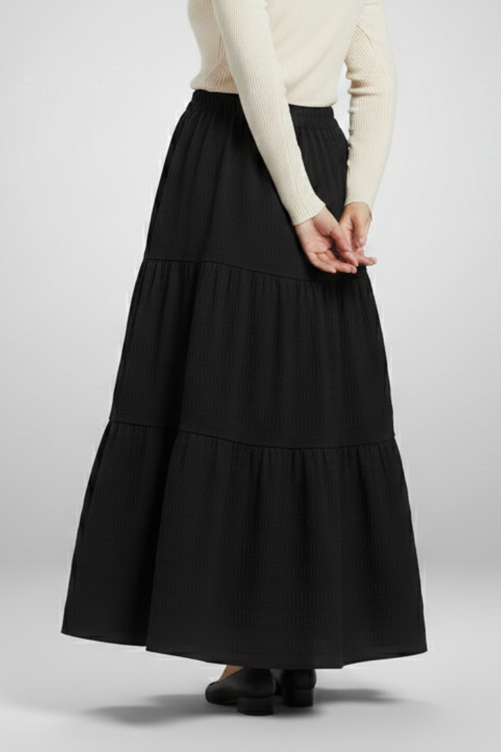 Cordelia Skirt — Tiered A-Line Maxi Skirt