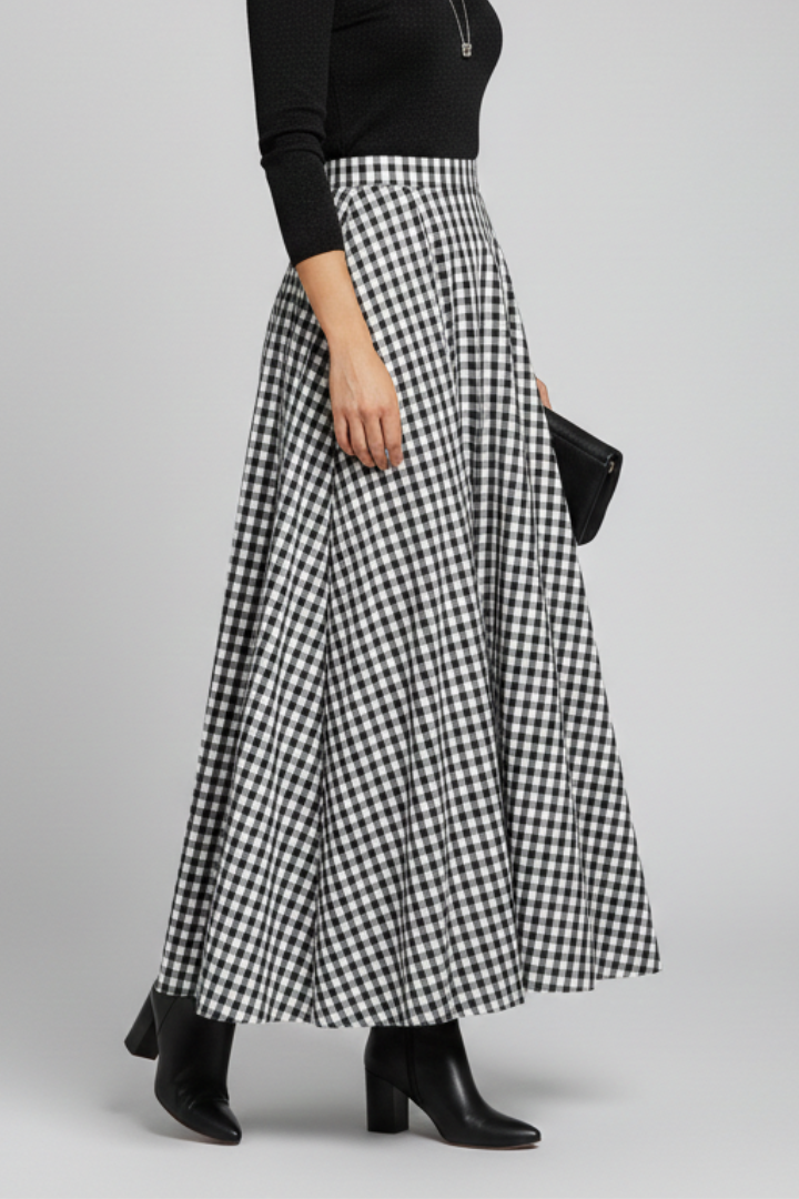 Beatrix Skirt — Check Maxi Skirt
