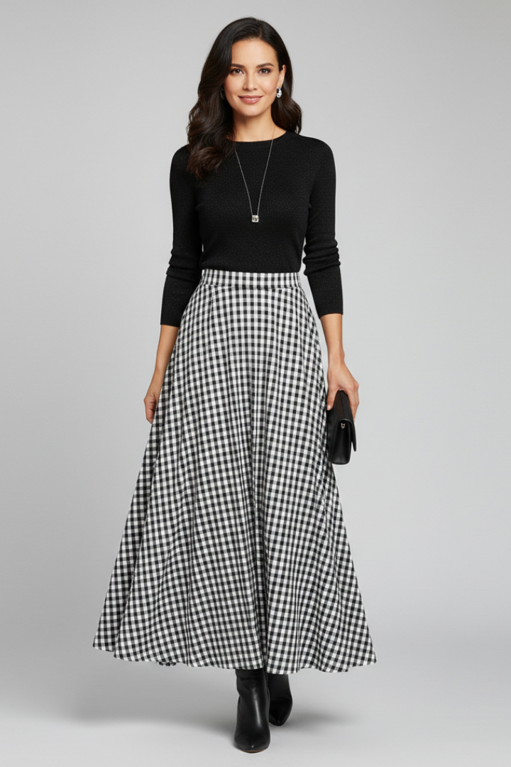 Beatrix Skirt — Check Maxi Skirt
