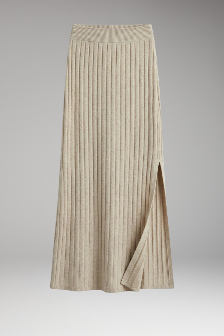 Romilly Skirt — Ribbed Maxi Skirt with Side Slit