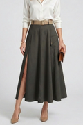 Genevra Skirt — Side-Pocket Maxi Skirt with Slit
