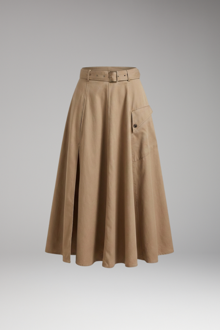Genevra Skirt — Side-Pocket Maxi Skirt with Slit