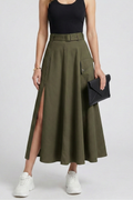 Genevra Skirt — Side-Pocket Maxi Skirt with Slit