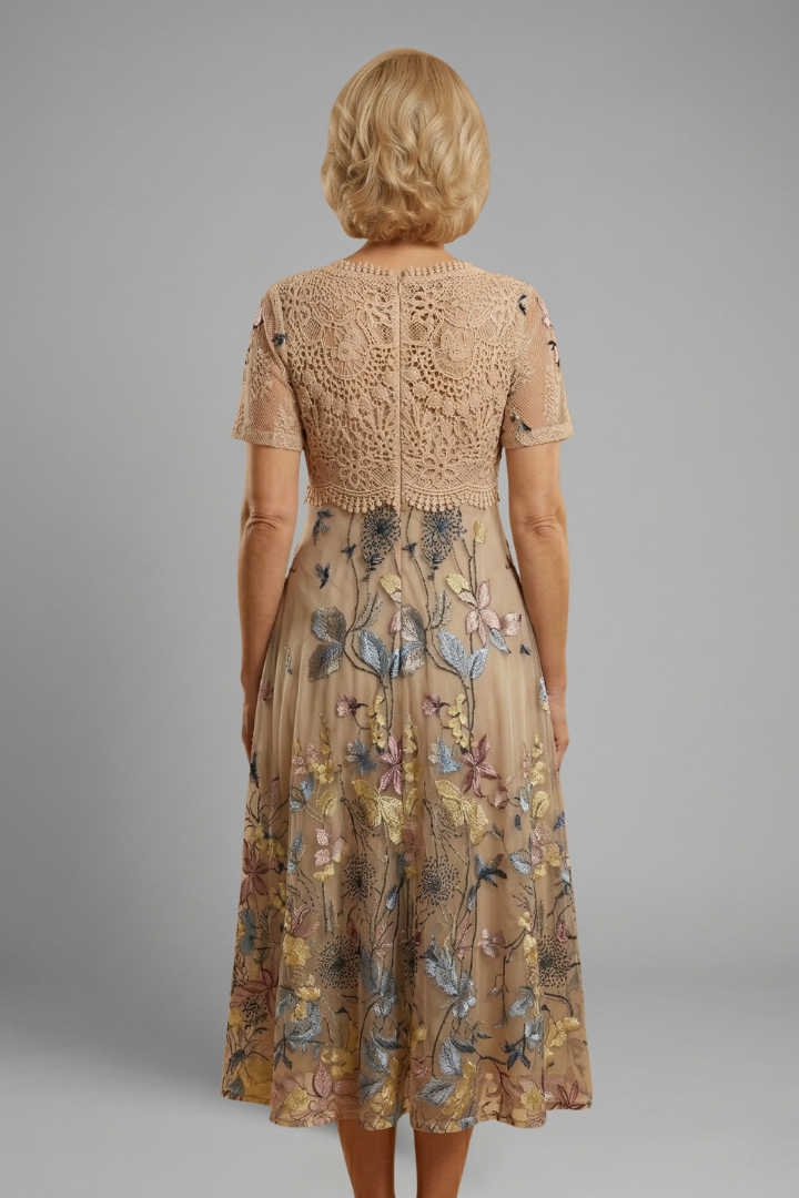 Sidonie — Lace-Detail V-Neck Midi Dress
