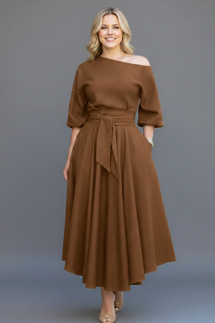 Rosanna — Off-Shoulder Lantern-Sleeve Dress