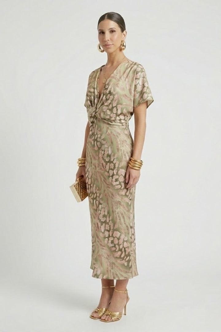 Belphoebe — Pleated Floral Midi Dress