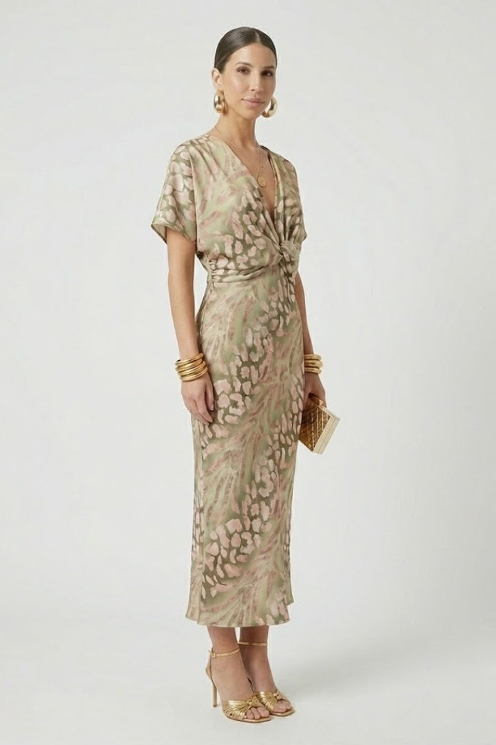 Belphoebe — Pleated Floral Midi Dress