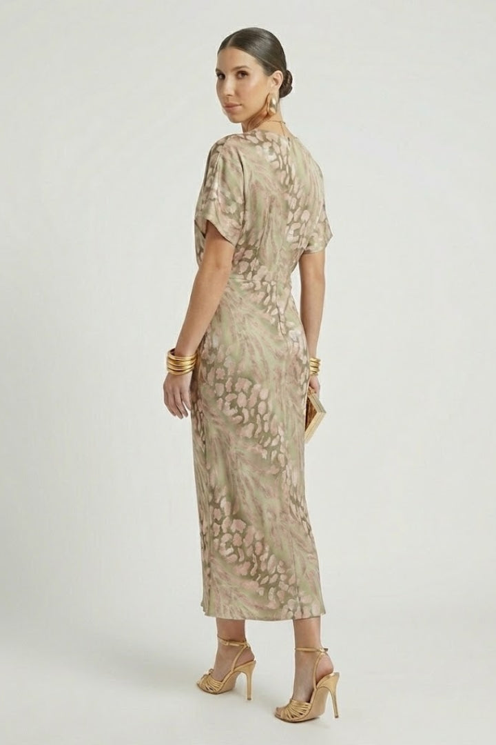 Belphoebe — Pleated Floral Midi Dress