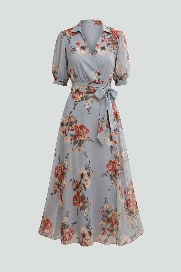 Magnolia — Floral V-Neck Midi Dress
