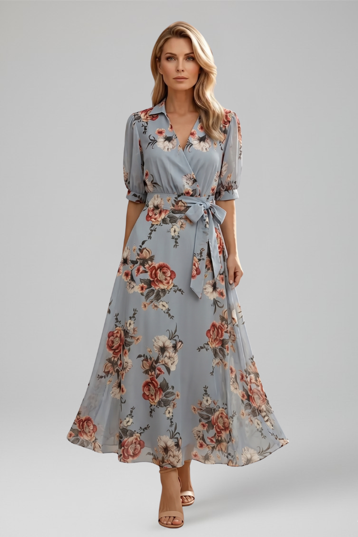 Magnolia — Floral V-Neck Midi Dress