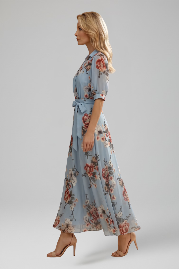 Magnolia — Floral V-Neck Midi Dress