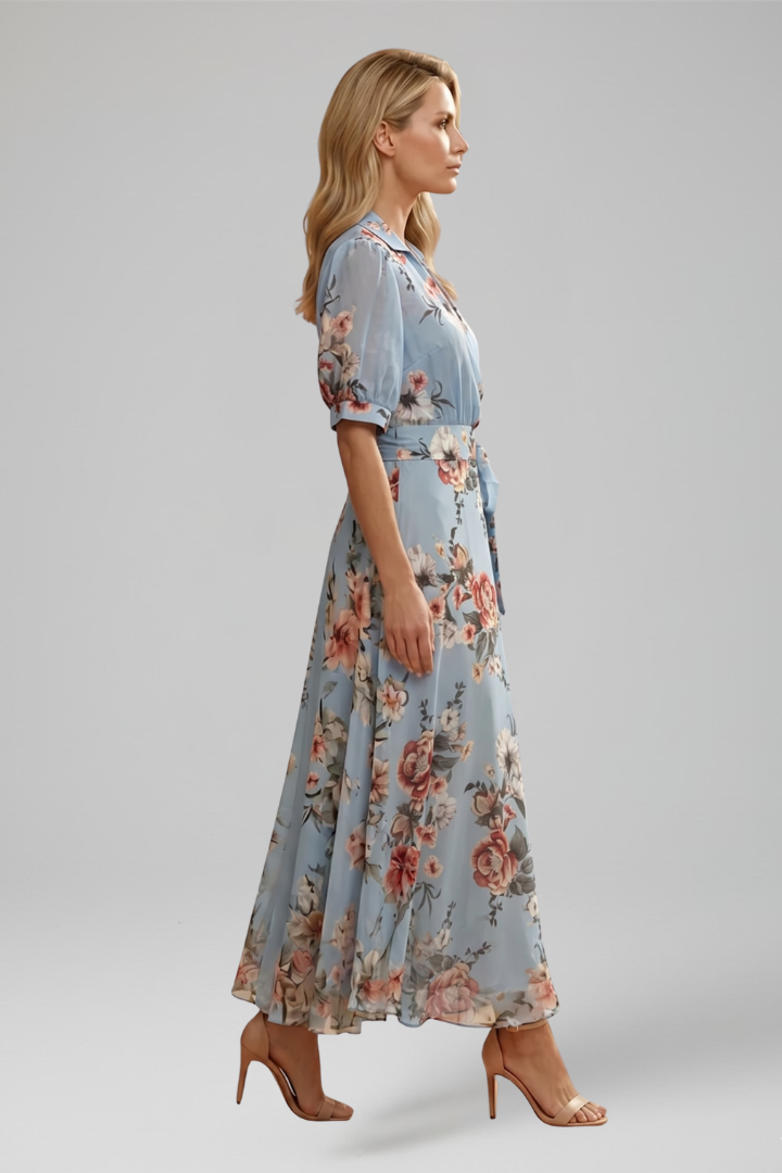 Magnolia — Floral V-Neck Midi Dress