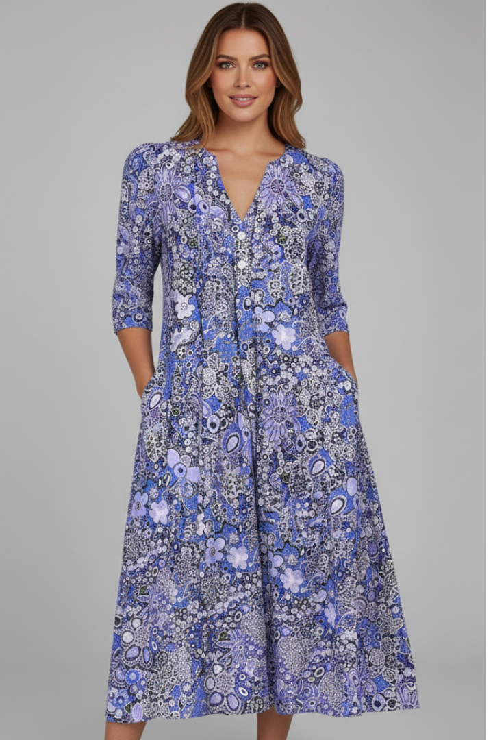Octavia — Three-Quarter-Sleeve Midi Dress