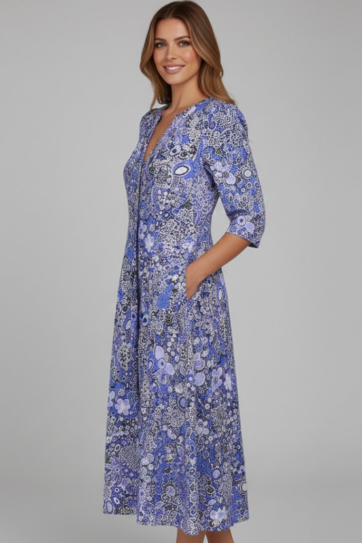 Octavia — Three-Quarter-Sleeve Midi Dress