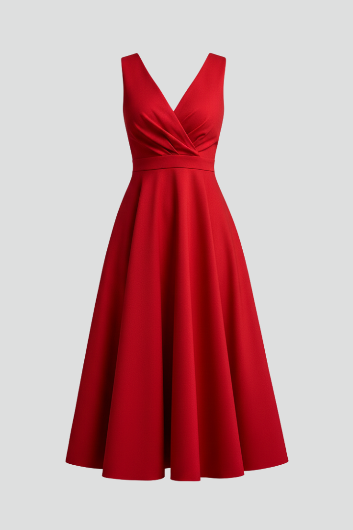 Fleurette — V-Neck Zip Midi Dress