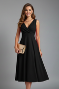 Fleurette — V-Neck Zip Midi Dress