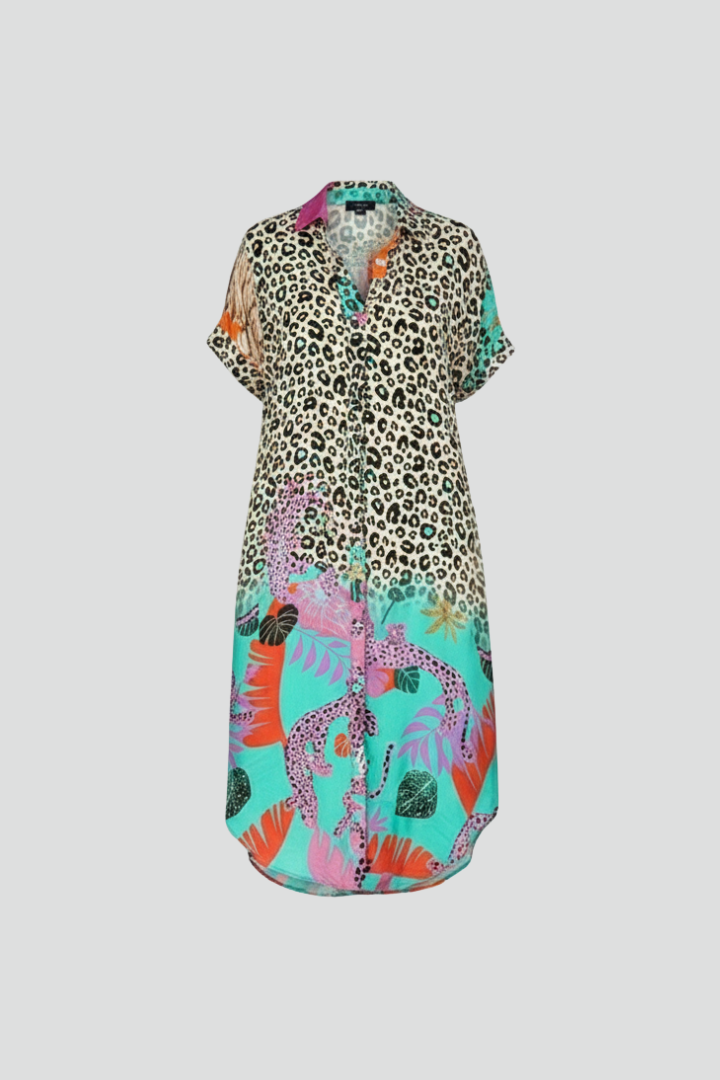 Neve — Patterned V-Neck Midi Dress