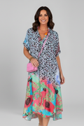 Neve — Patterned V-Neck Midi Dress
