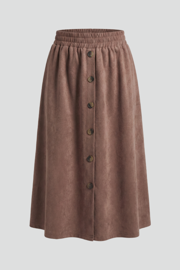 Adele Skirt — Button-Front Midi Skirt