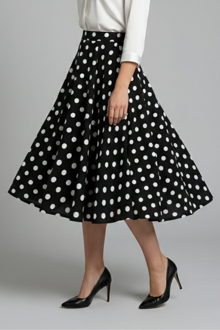 Pippa Skirt — Polka-Dot Midi Skirt