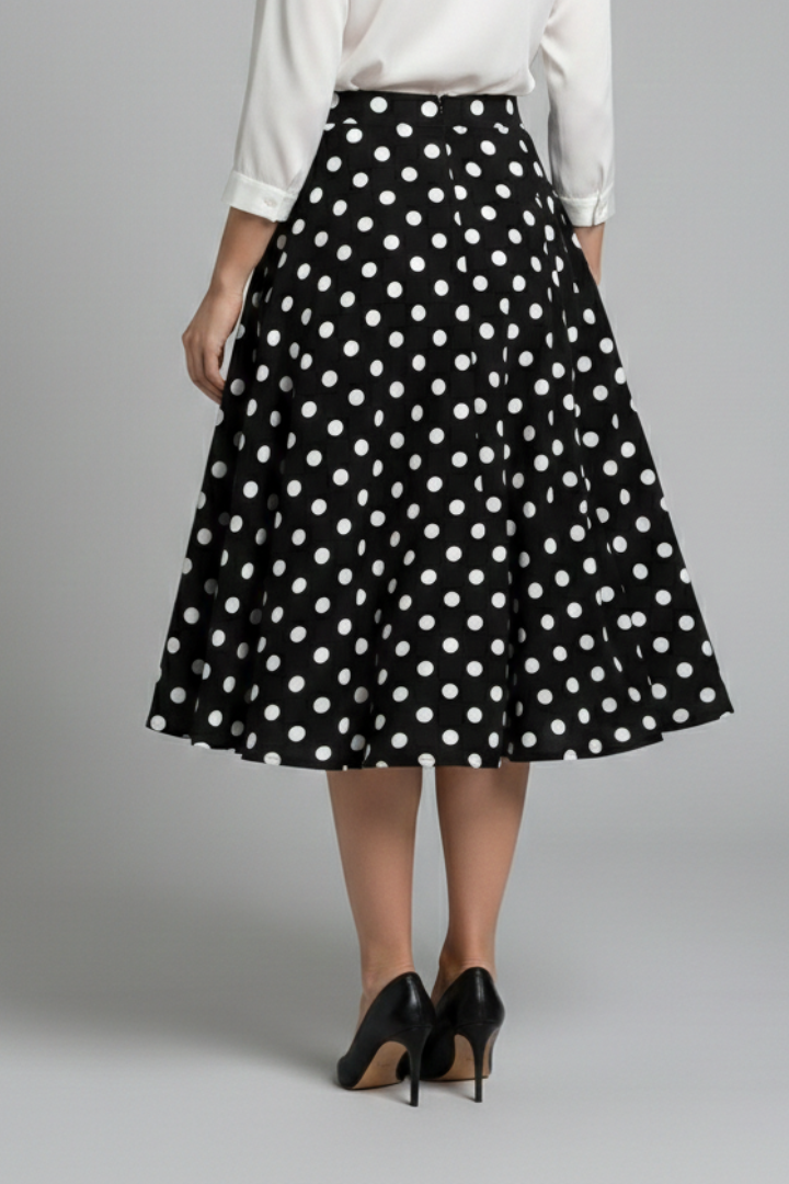 Pippa Skirt — Polka-Dot Midi Skirt