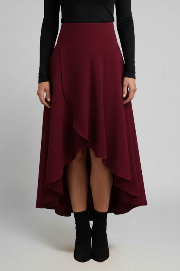 Marlowe Skirt — Layered-Hem Midi Skirt