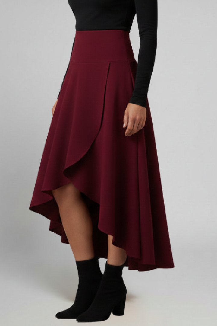 Marlowe Skirt — Layered-Hem Midi Skirt