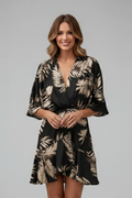 Evadne — Batwing Waist-Tie Mini Dress
