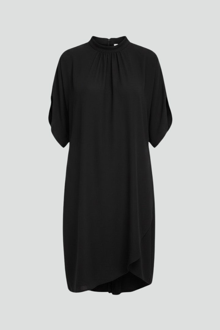 Fionnuala — Mock-Neck Slit-Sleeve Mini Dress