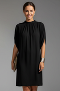 Fionnuala — Mock-Neck Slit-Sleeve Mini Dress