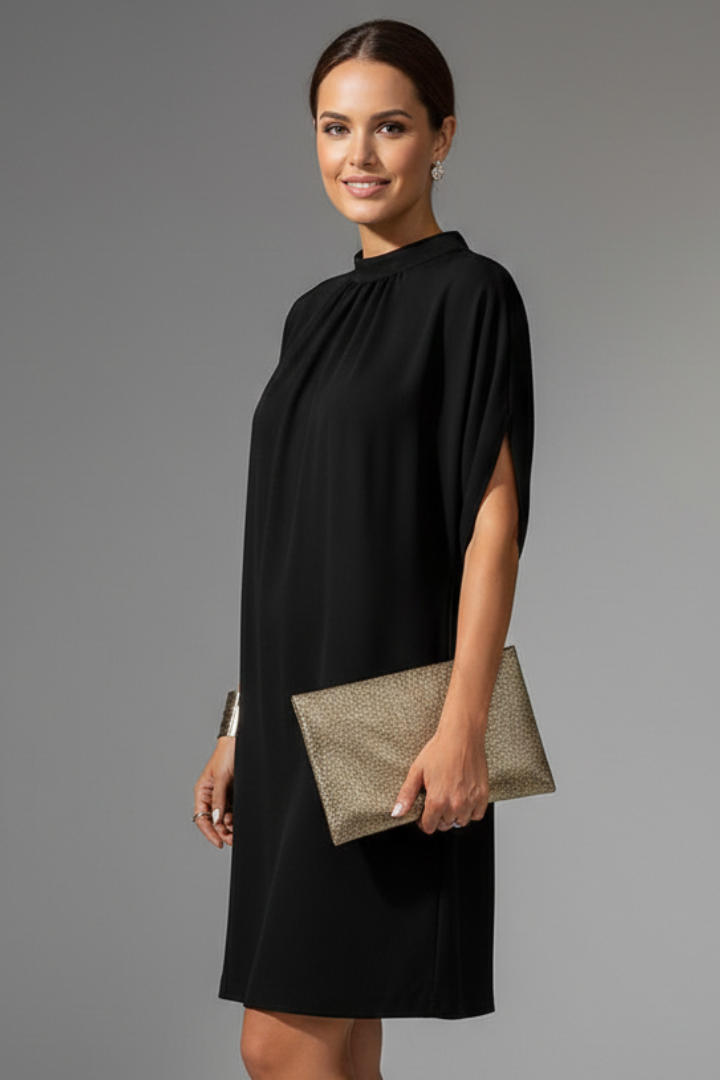 Fionnuala — Mock-Neck Slit-Sleeve Mini Dress