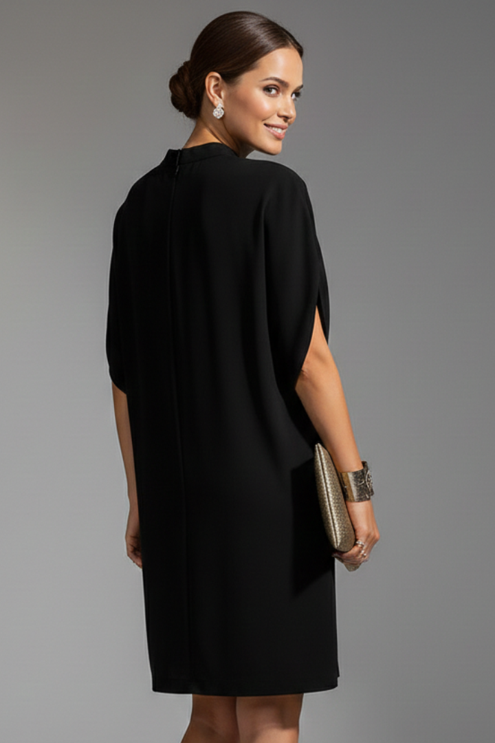 Fionnuala — Mock-Neck Slit-Sleeve Mini Dress