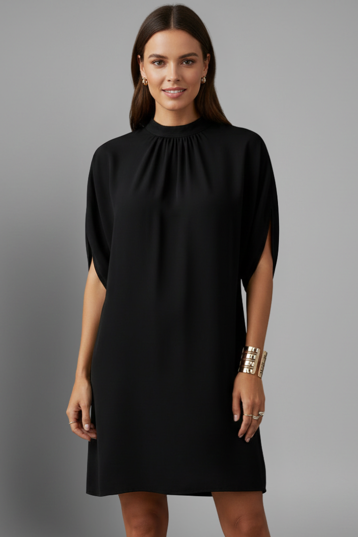 Bronwen — Mock-Neck Split-Sleeve Mini Dress