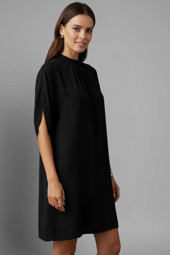 Bronwen — Mock-Neck Split-Sleeve Mini Dress