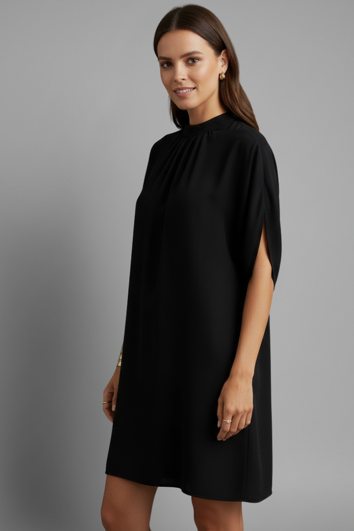 Bronwen — Mock-Neck Split-Sleeve Mini Dress