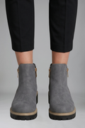 Women's Suede Ankle Boots with Side Zip and Lug Sole