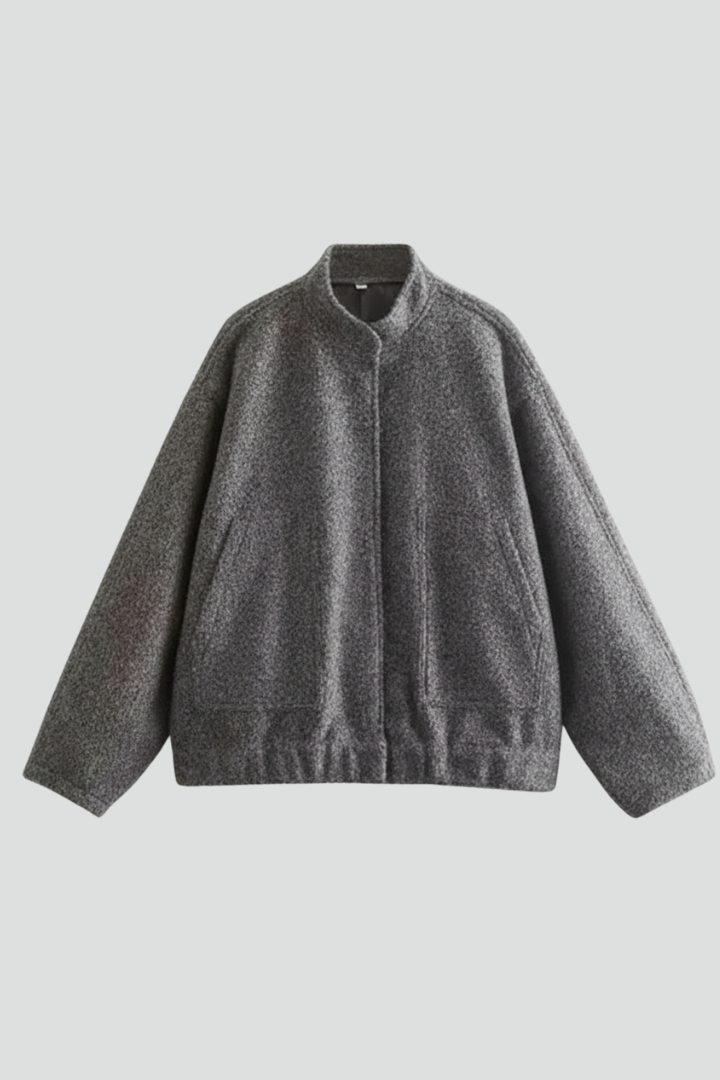 Lavinia — Women’s Oversized Ribbed-Collar Zip Jacket