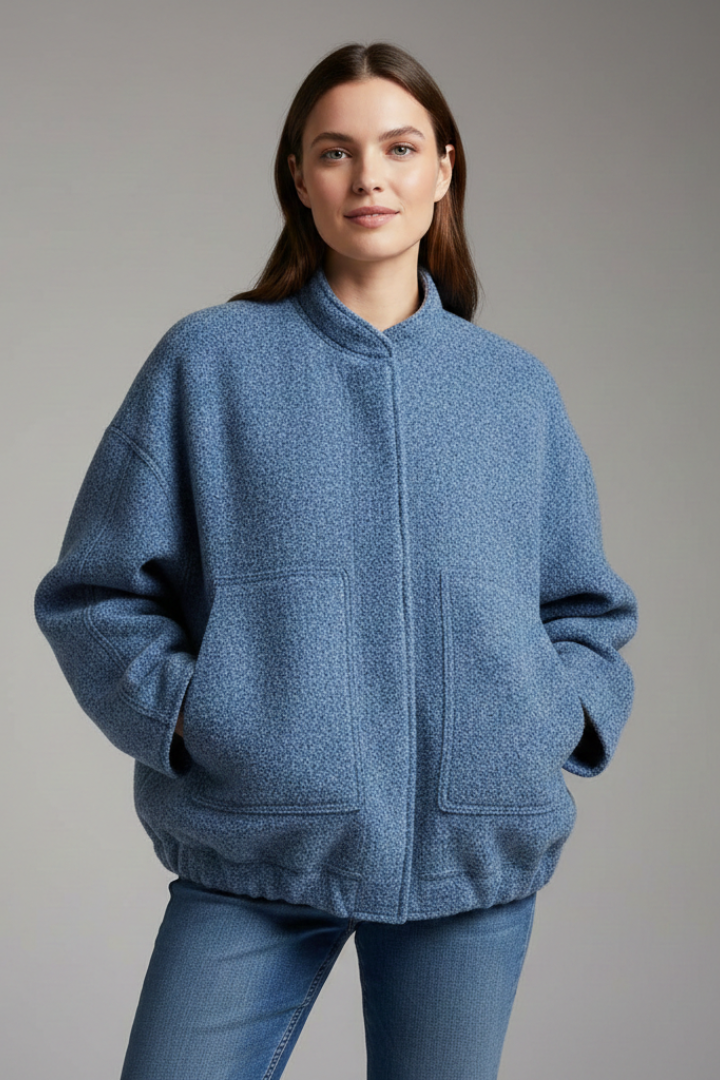 Lavinia — Women’s Oversized Ribbed-Collar Zip Jacket