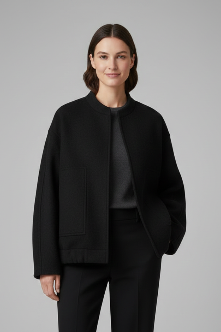 Lavinia — Women’s Oversized Ribbed-Collar Zip Jacket