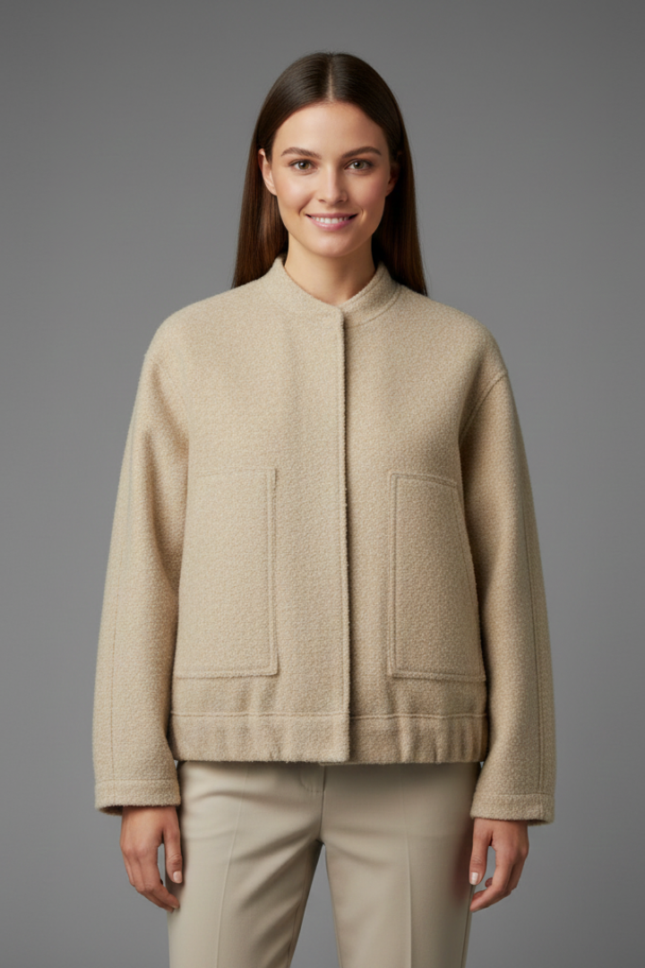 Lavinia — Women’s Oversized Ribbed-Collar Zip Jacket