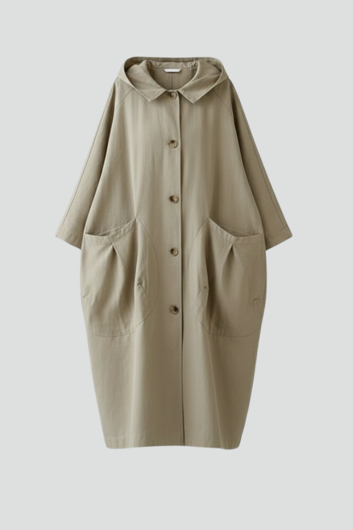 Marlow Coat — Oversized Hooded Trench Coat