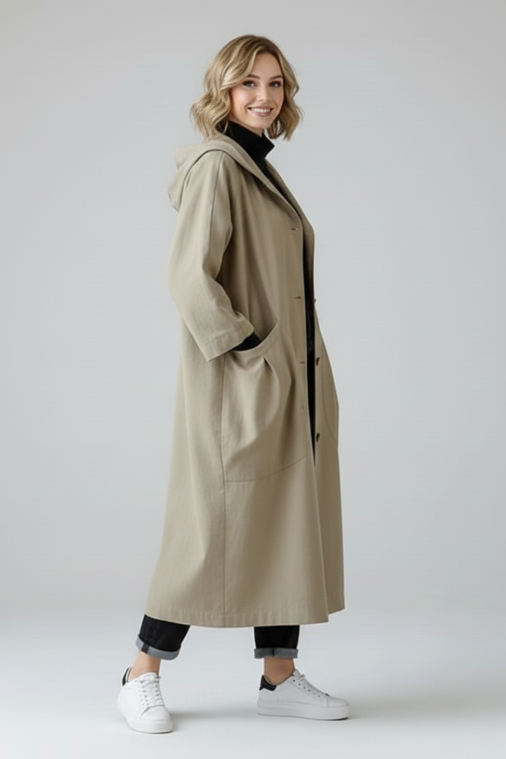 Marlow Coat — Oversized Hooded Trench Coat