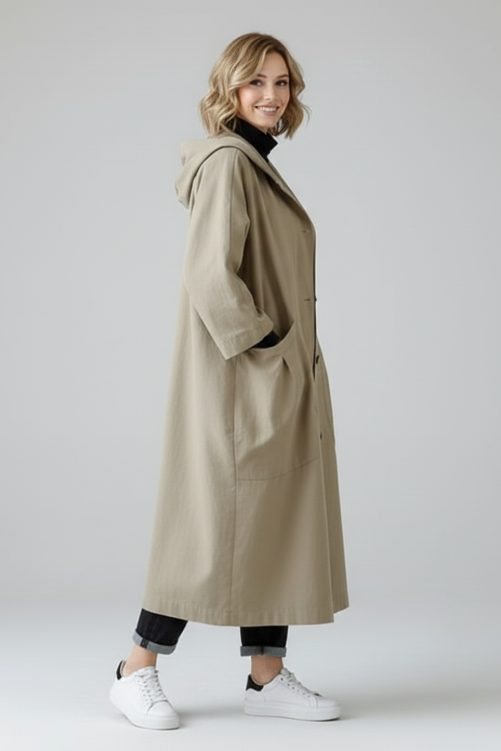 Marlow Coat — Oversized Hooded Trench Coat